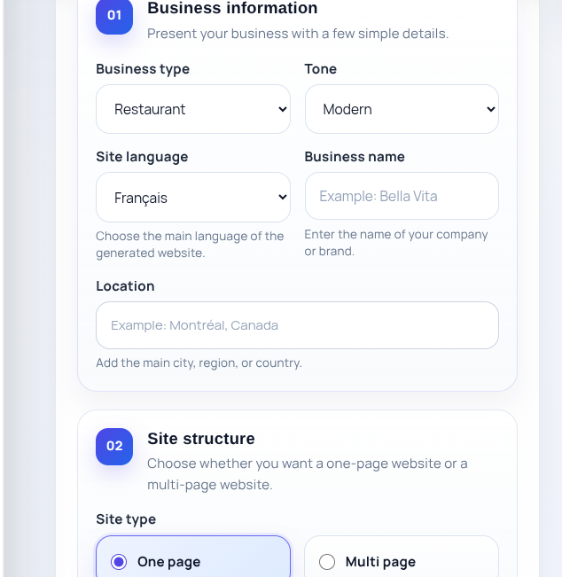 Générateur de site MessaCraft